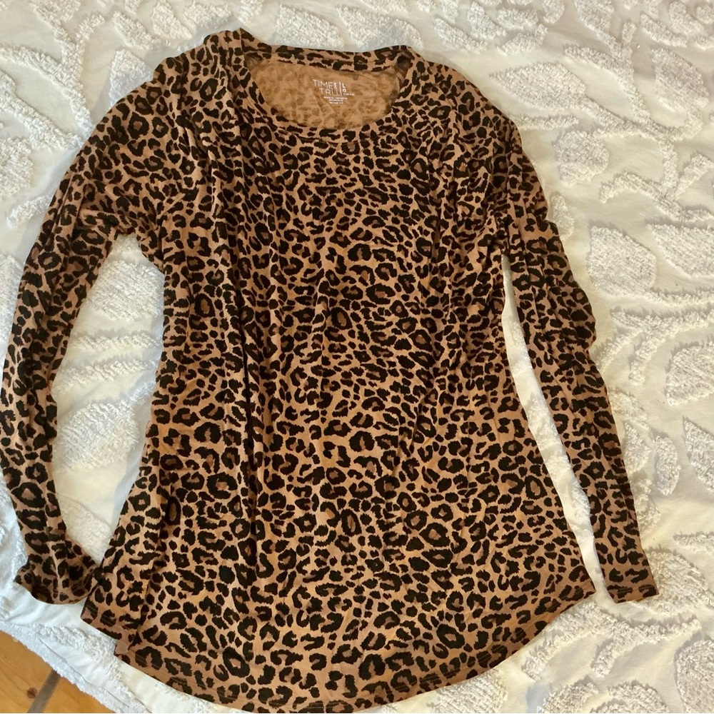 Time and Tru Animal Print Leopard Top